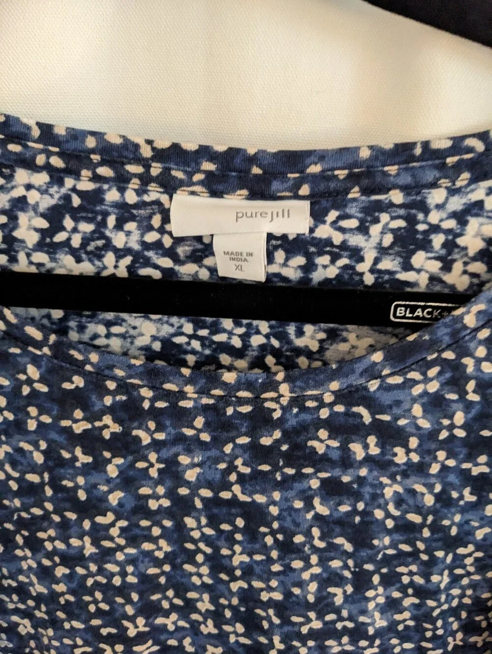 J. Jill Wearever Collection Top XL Blue Tan Pima Cotton Blouse - Picture 2 of 8